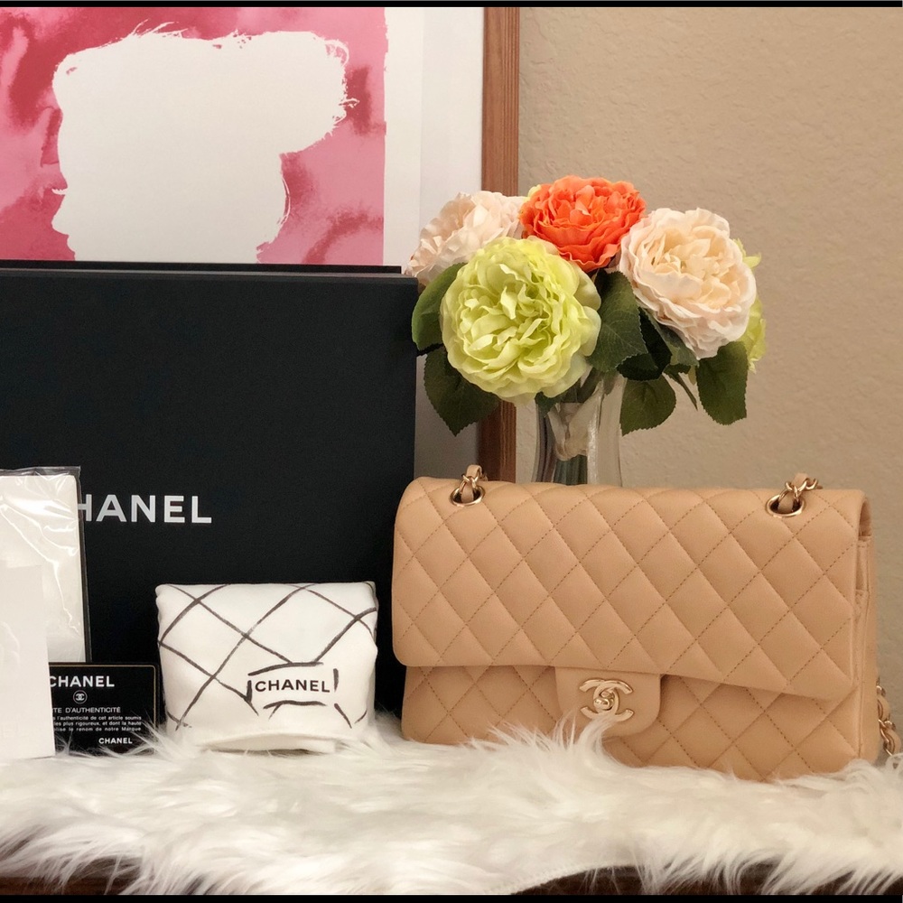 Authentic Chanel medium double flap Gold
